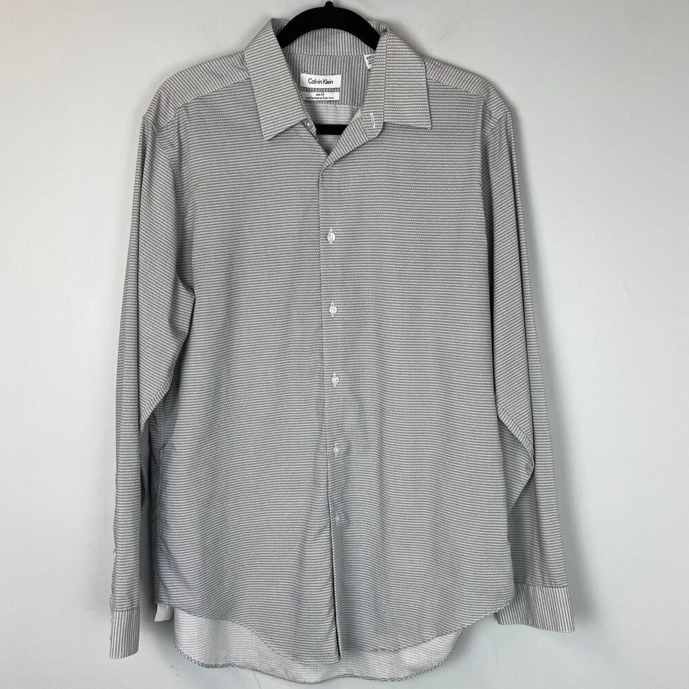 Calvin Klein Performance Non-Iron Slim Fit Mens Button-Up Dress Shirt 16.5 34/35